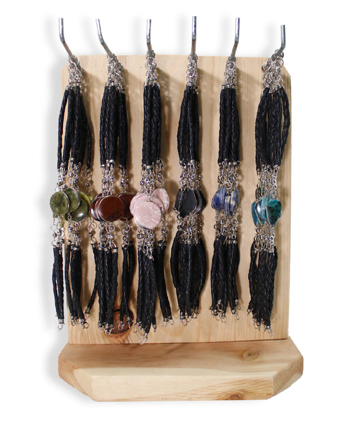 PHB-304 Leather Bracelet with Carved Stone