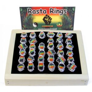 PHR-01R Alpaca wire Glass rasta rings