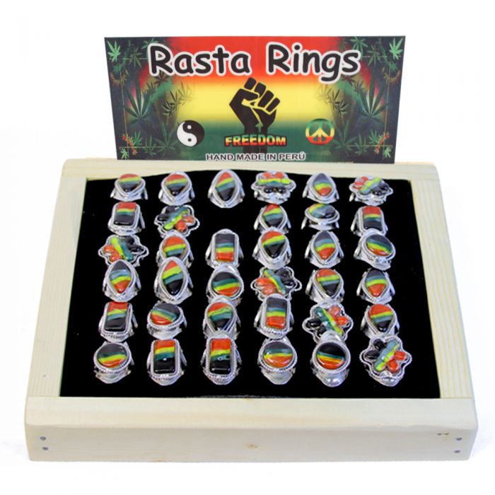 PHR-01R Alpaca wire Glass rasta rings